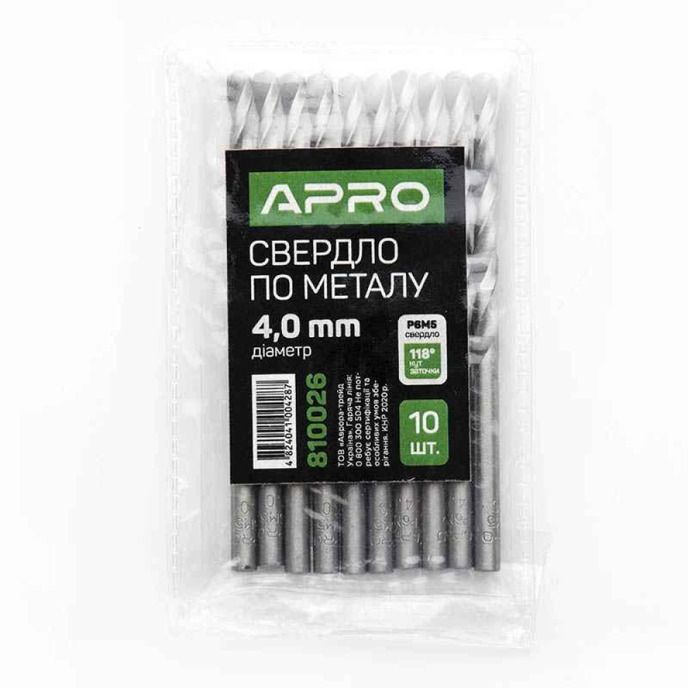 Сверло по металлу P6M5 4,0мм Apro