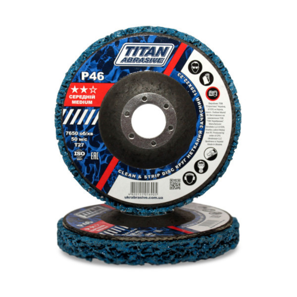 Круг нетканий зачисний корал TITAN ABRASIVE 125*22.23 (P46) T27 середній/medium (Синий)