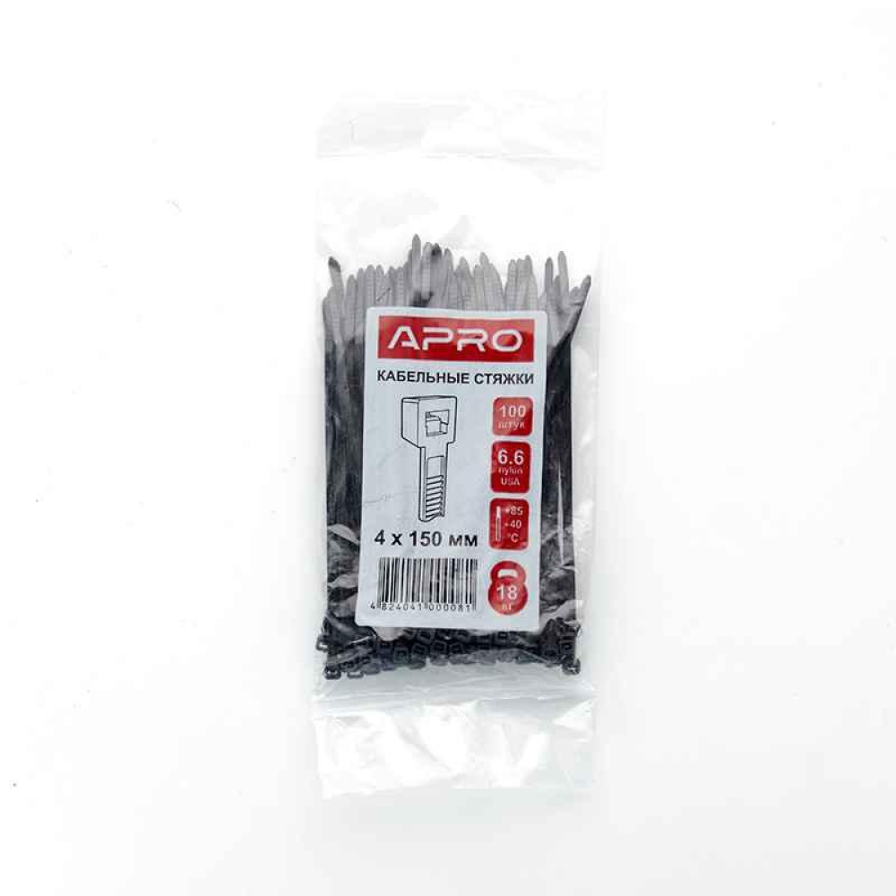 Хомут нейлоновий 3,6*370 (4*370) чорний Apro (пач. 100шт)