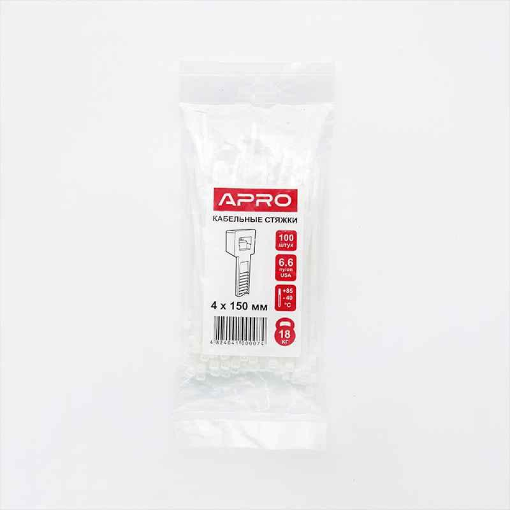 Хомут нейлоновий 7,6*500 (8*500) білий Apro (пач. 100шт)